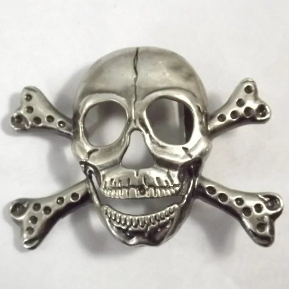 Other - Skull and Cross Bones Heavy Metal Novelty Statement Belt Buckle
